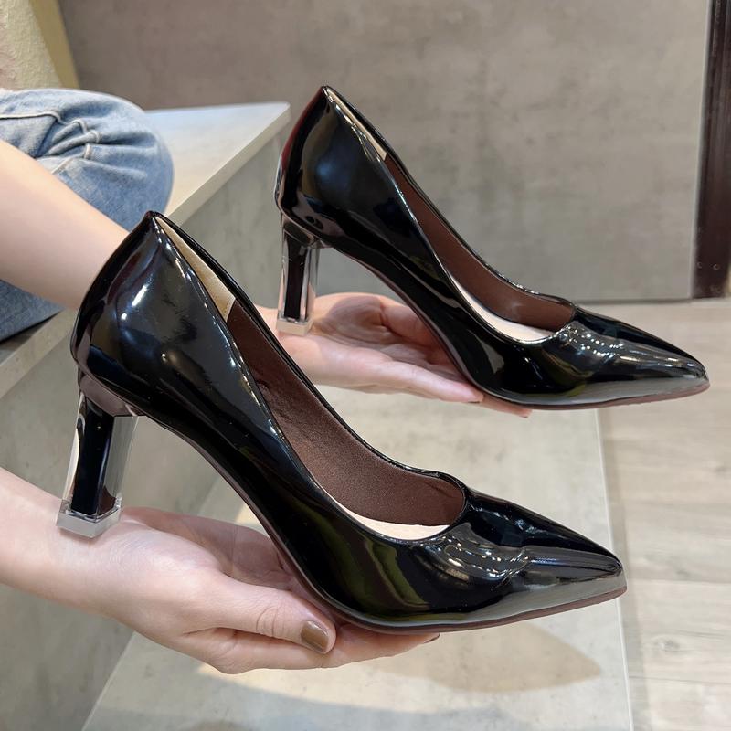 Giày cao gót nữ mũi nhọn Đế Cao , cổ tròn lên chân mềm mại - Xưởng Giày Bánh Bèo mã Cotron Shoes Len 6