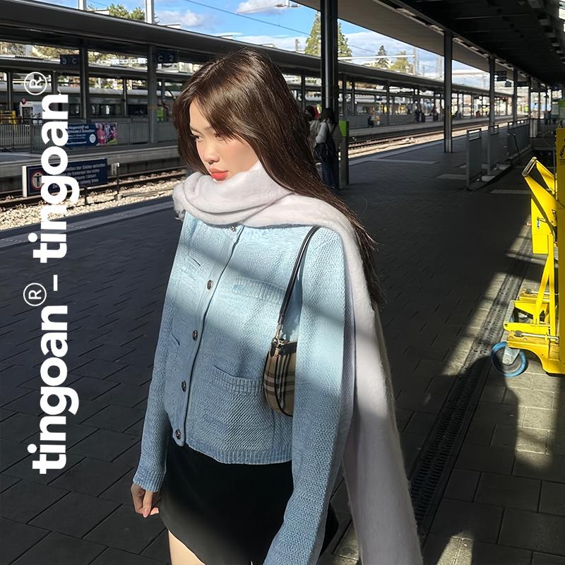 TINGOAN - Áo len xù cardigan 4 túi JENNIFER CARDIGAN/BLUE