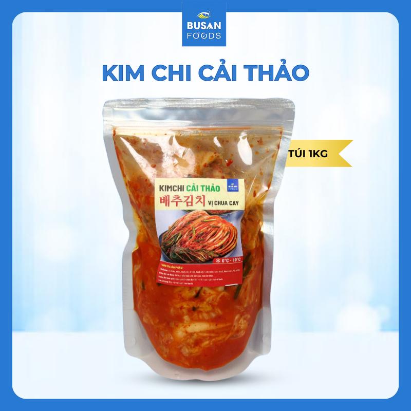 (KHÔNG GIAO MIỀN BẮC) Kim Chi Cải Thảo Kim Chi Hàn Quốc BUSAN FOODS Túi 1kg - Chuẩn Vị Hàn Quốc, Kim Chi Ăn Liền, Kim Chi Hàn Quốc Cay Chua