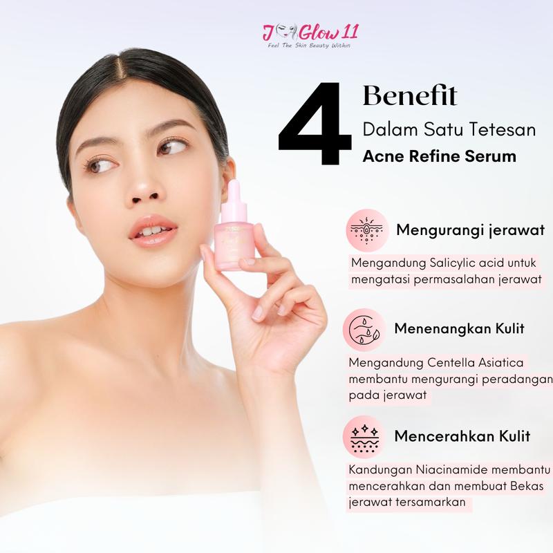 Jglow Skincare Acne Refine Serum Refiing Untuk kulit Berjerawat dan Kulit kusam 20 ML 1