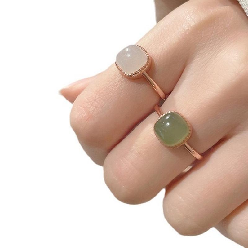 New Chinese Style Jade Ring, Female Niche Design, Fashionable Ring, Open Mouth Bracelet 4