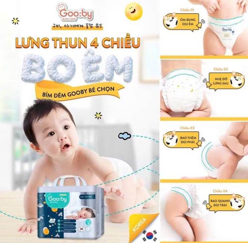 (Quà to) Combo 4 Tã/bỉm quần dán Gooby ngày - đêm chống tràn, an toàn, siêu thấm hút size NB/S/M/L/XL/XXL cho bé từ 4-20kg 8