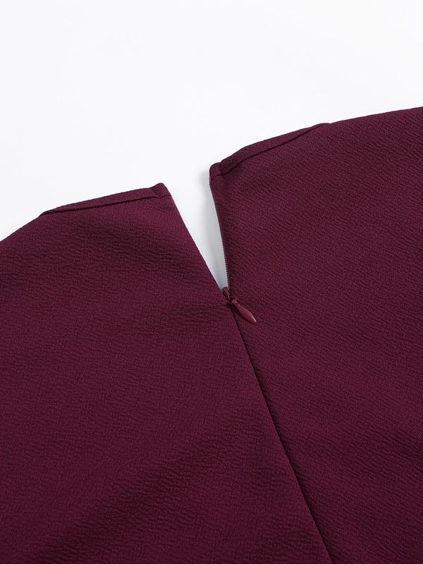 Women's Twist Ruched Wrap Split Thigh Puff Sleeve Dress, Elegant Long Sleeve V Neck A Line Dress For Spring & Fall, Ladies Clothes For Work Office Business, New Luxury Wedding Dress 8
