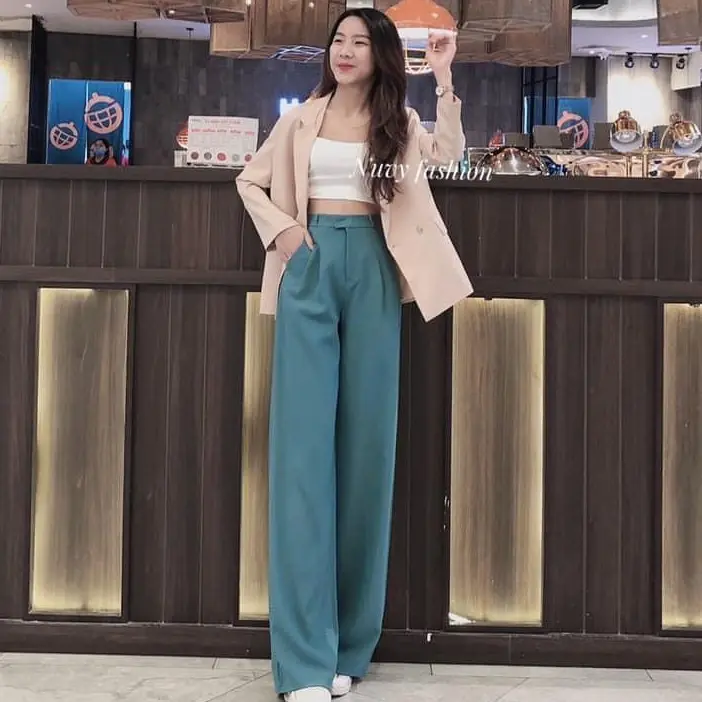 QUẦN ỐNG RỘNG CHUN SAU VẢI LỤA HÀN CAO CẤP 2