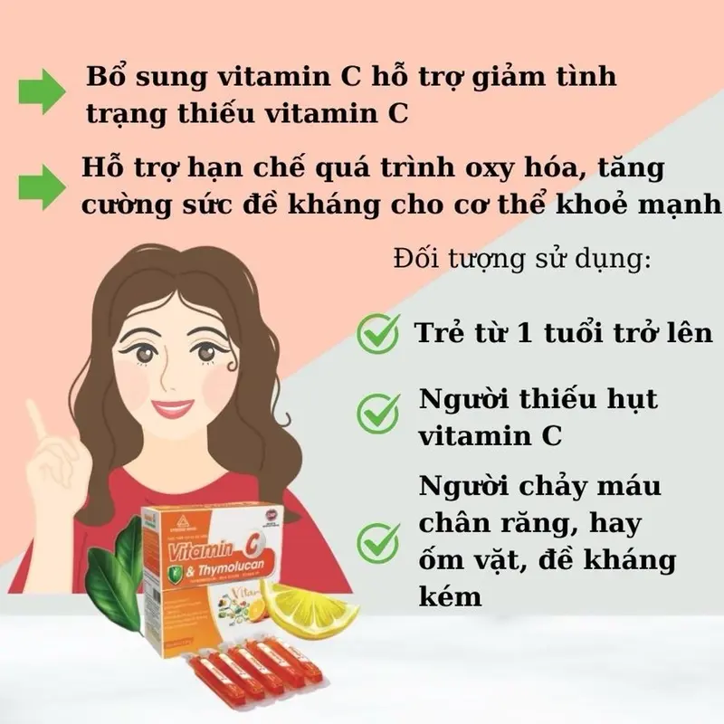 VITAMIN C & THYMOGLUCAN - Hỗ trợ bổ sung vitamin C, tăng cường đề kháng, hạn chế quá trình oxy hoá 1