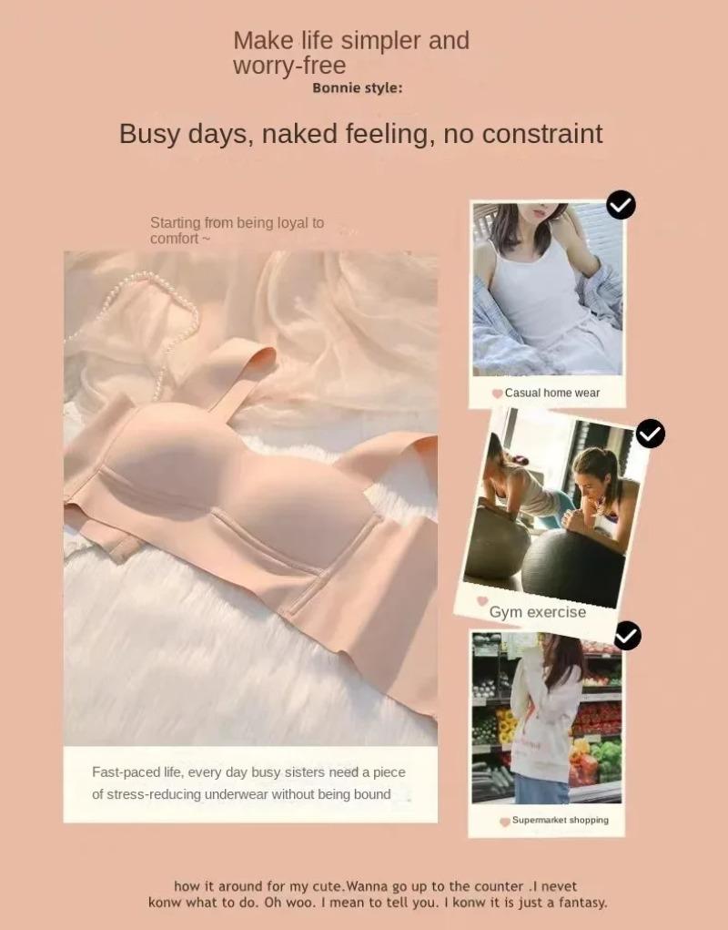 Product Introduction of Women Seamless Silk Bra Removable Chest Pad Lifting Underwear No Steel Ring Breathable 4