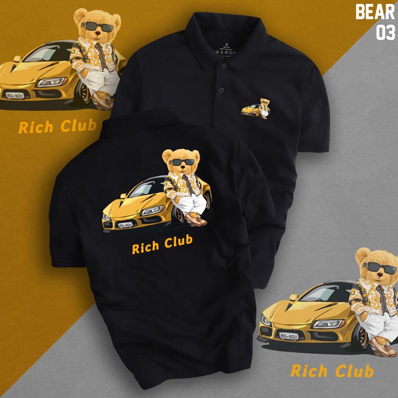  Áo thun cổ trụ cổ bâu polo RICH CLUB có BIGSIZE  VẢI DA CÁ  -AOTHUNSN Menswear Nam Đen Có Cổ 