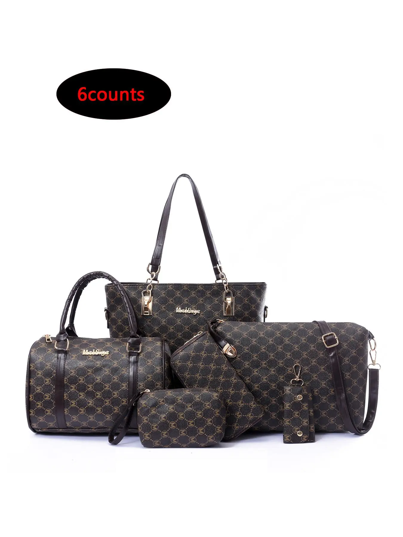 Women's Elegant Versatile Bag Set, Trendy Boston Bag & Tote Bag & Clutch Bag & Wristlet & Crossbody Bag & Key Case, Fashionable Bag Set for Daily Use