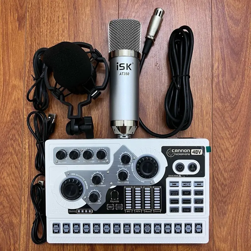 Chọn Bộ Mic Hát Thu Âm Livestream , Hát Karaoke online , Hát giao lưu bạn bè Sound Card X5 Có Sẵn Nguồn 48V Kèm Mic ISK AT350 Đầy Đủ Dây kết nối , tai nghe nhét , bảo hành 1 năm 0
