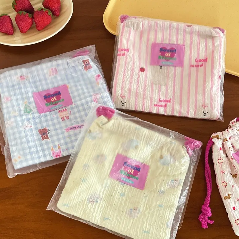Cute & Pastel Design Drawstring Pouch Tempat Penyimpanan Kapasitas Makeup Pouch Korea Aesthetic Cosmetic 2
