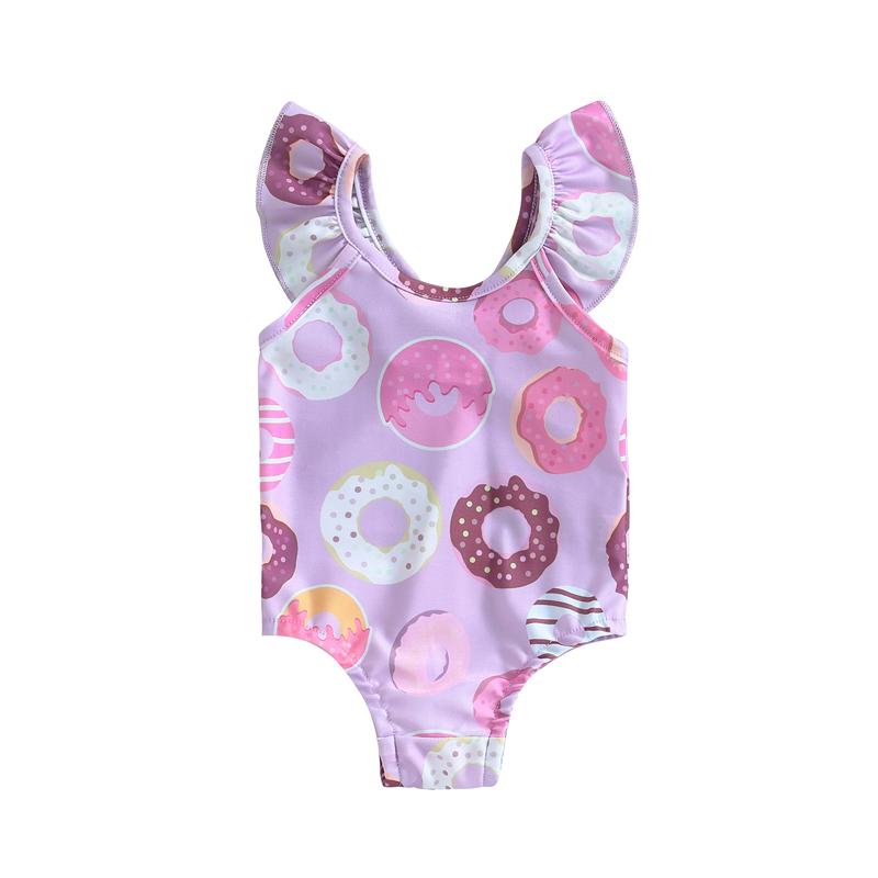 Product Introduction of Baby Girls 3 6 9 12 18 24 Months Summer One Pieces Swinsuit Beachwear Casual Romper Swimwear Sleeveless Cartoon Donut Print Bathing Suit 38