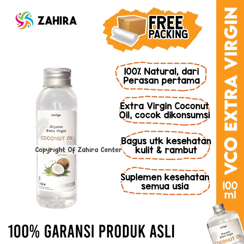 VCO Virgin Coconut Oil 100ml Premium 100% Natural Cold Pressed Bersih Higienis Minyak Kelapa