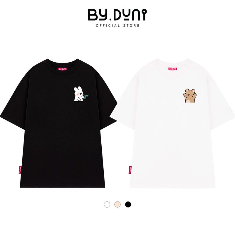  Áo thun cặp đôi BY.DUNI nam nữ form rộng Local Brand unisex áo cặp quà tặng bạn thân vải cotton THỎ GẤU FULL BOX 
