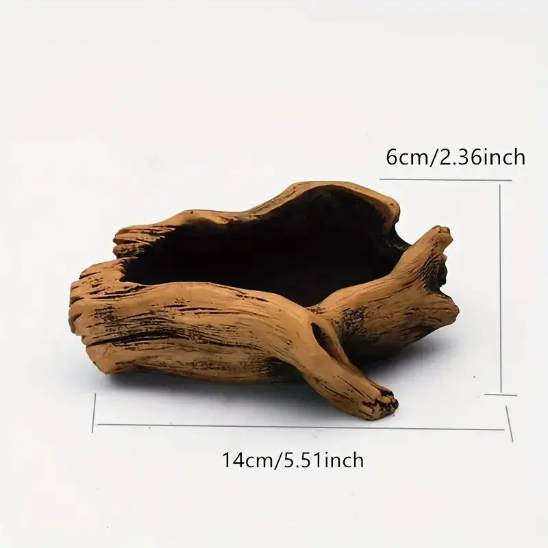 Vintage Tree Root Design Cement Stump Planter, Rustic Tree Root Design Succulent Pot, Flower Pots, Indoor/Outdoor Decorative Garden Pot with Drainage Hole 2
