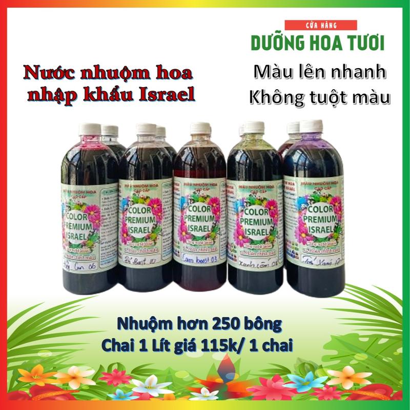 Nước nhuộm hoa tươi The Sodium Israel đổi màu theo ý muốn (Chai 1L nhuộm hơn 250 bông) gồm 12 màu cơ bản 1