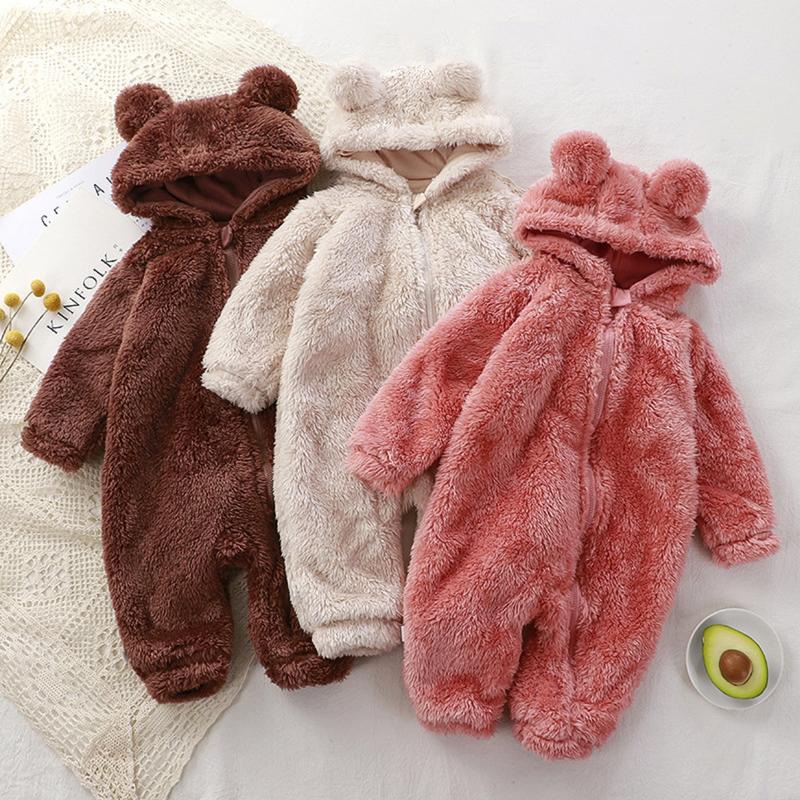 Body lông dài tay khóa kéo cho Bé Trai Bé Gái 1-24 tháng Hàng Quảng Châu Bodysuit nỉ nhung gấu lông ấm dài tay SLD05