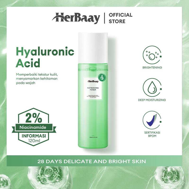 【BPOM】【COD】【READY STOCK】 HerBaay Lightening Toner 120ml - Hydrating Face Toner dengan Formula pH Balance - Soothing Toner Skin Barrier Repair 1
