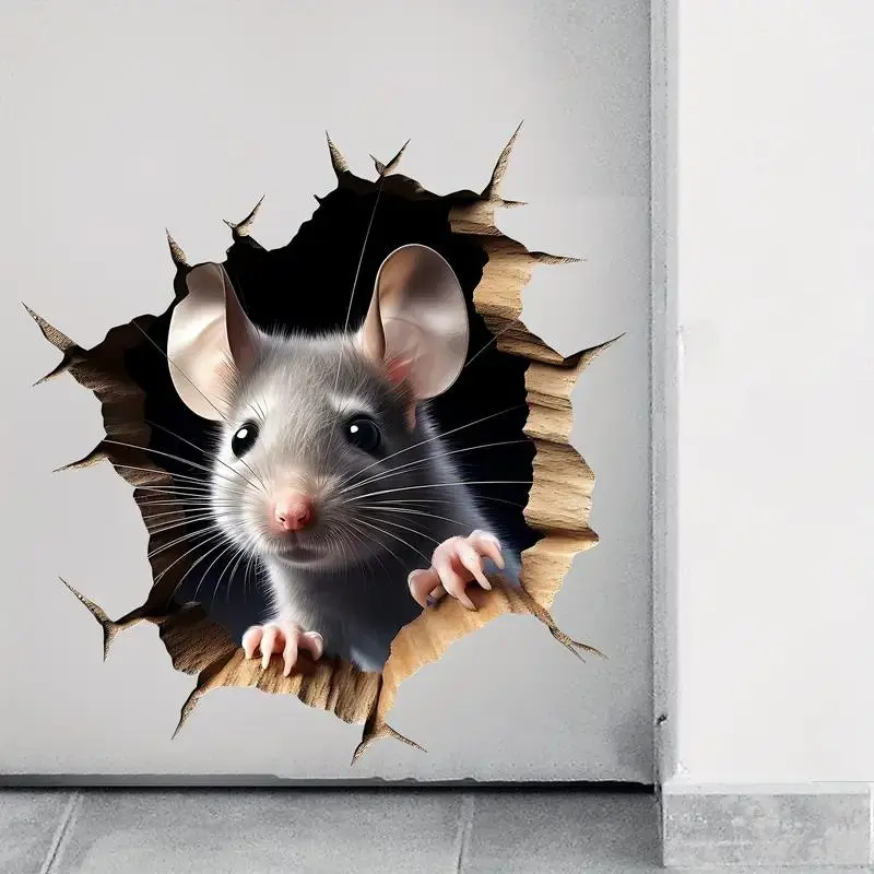 Cute Mouse Hole Wall Decal, Realistic Vinyl Decal, Easy To Peel and Stick, Perfect for Living Room, Bedroom, Kitchen, Bathroom Decoration, Ornaments 2