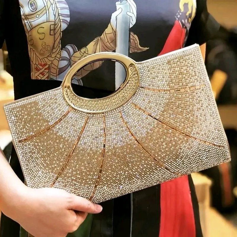 Tas Pesta ELAINA Embellished Crystal Envelope Clutch Wanita
