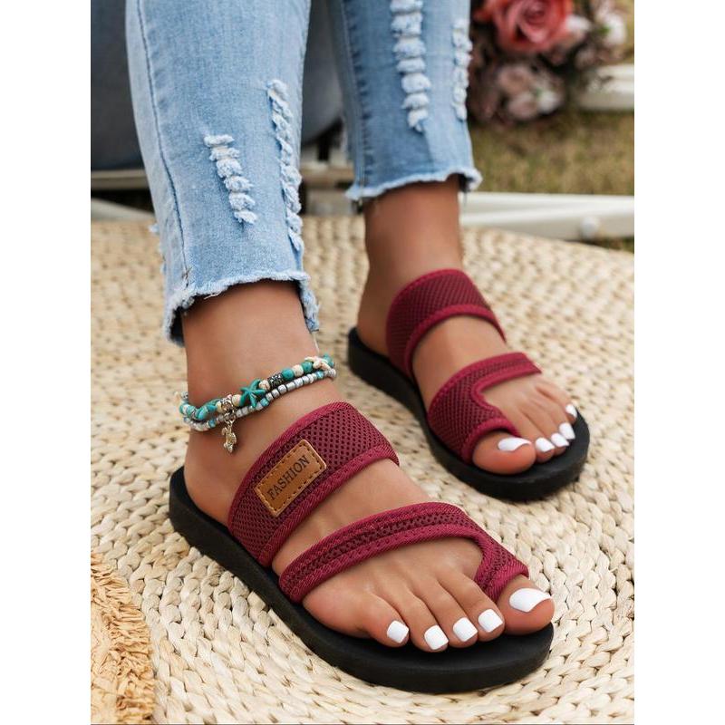 Casual Plain Color Slip on Lightweight Flat Sandals for Women,  Beach Sandals, Summer Breathable Comfortable Toe Thong Sandals for Women, Trendy All-match Sandals, Trending Sandals 3