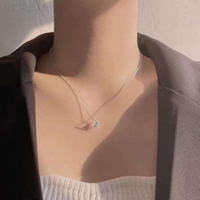 Dây Chuyền nữ B.Ta mặt hình khối lập phương đá lấp lánh TMJ (Ảnh Thật , Có Bảo Hành Làm Sáng) 5