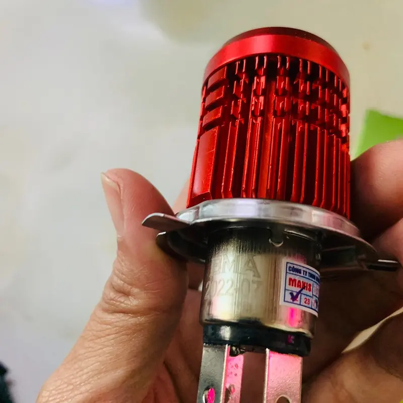 Đèn Led bi cầu gom sáng ô tô xe máy BmA 3 chân H4 cos vàng pha trắng điện bình 30w nhôm tản nhiệt siêu sáng 1