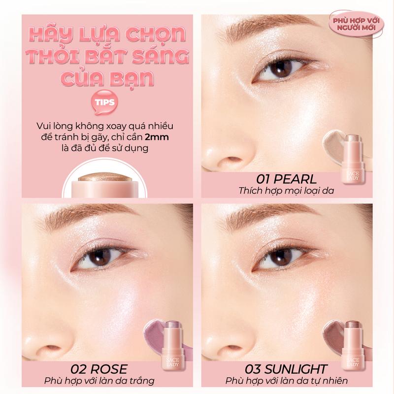 Product Introduction of SACE LADY Highlighter Kem bắt sáng lâu trôi chống thấm nước Trang điểm mặt 8g 0