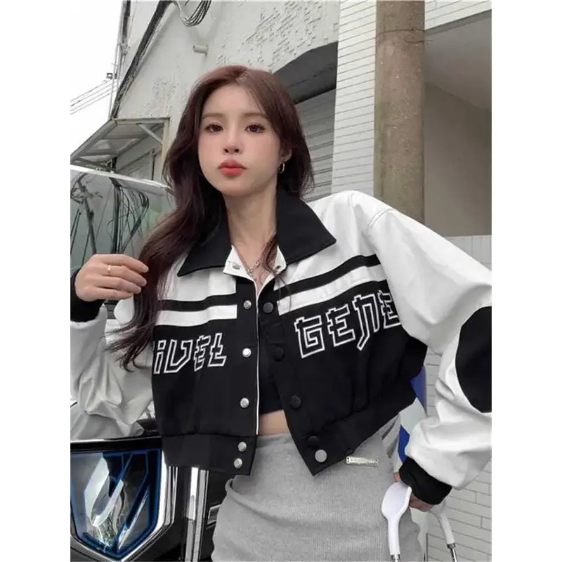 JAKET CROP WANITA | Y2K CROOPE JACKET VARSITY KOREAN 1