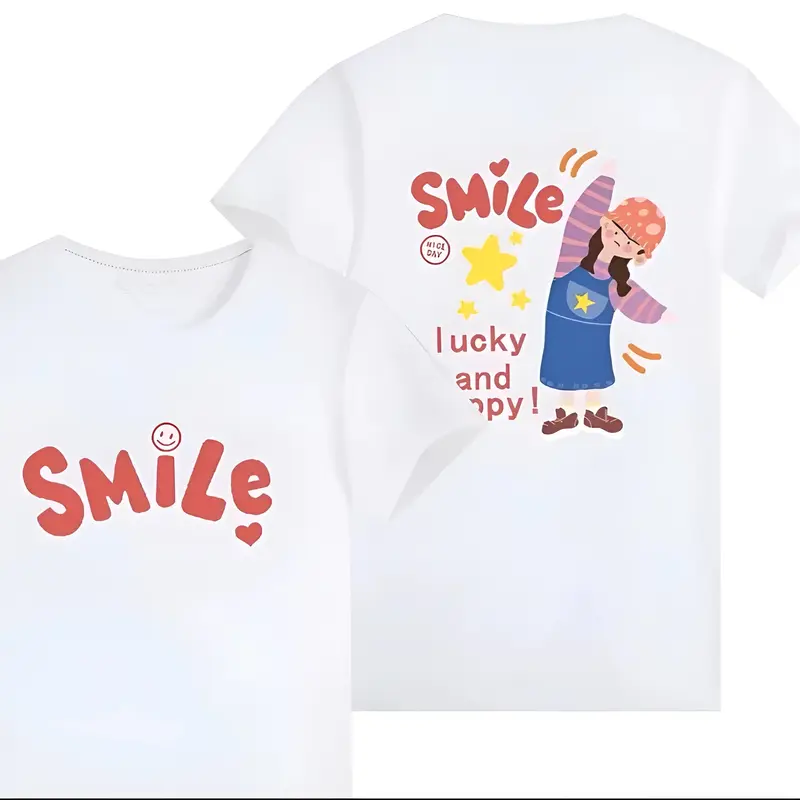 Áo thun gia đình hoạ tiết Smile in 2 mặt sắc nét mặc đi chơi, ở nhà đều đẹp, chất cotton mềm mại, co dãn thoáng mát - TA10 5
