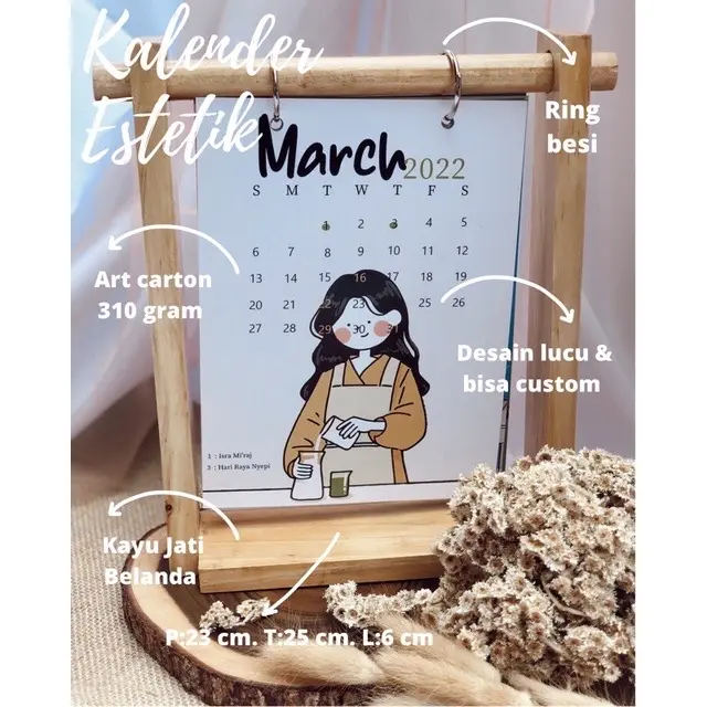 Kalender Kayu ESTETIC~Murah Gift atau HAMPERS