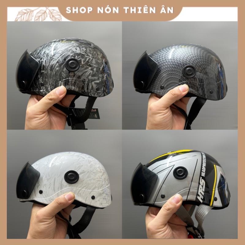  Nón Bảo Hiểm Nửa Đầu 1 2 - Mũ Bảo Hiểm Nửa Đầu - Nhúng CarBon Sơn Nano - Kiểu Dáng Có Kính Trẻ Trung 