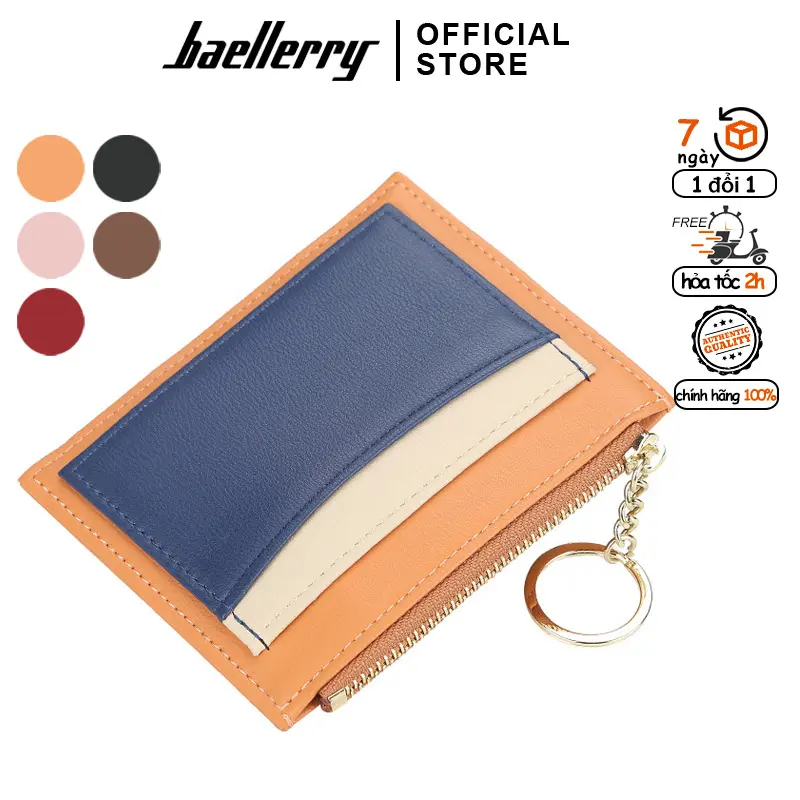 Ví bóp mini Nhiều Ngăn Baellerry Wallet có ngăn để thẻ, khóa zip rất tiện làm móc chìa khóa xe hơi, xe máy - K9120 0