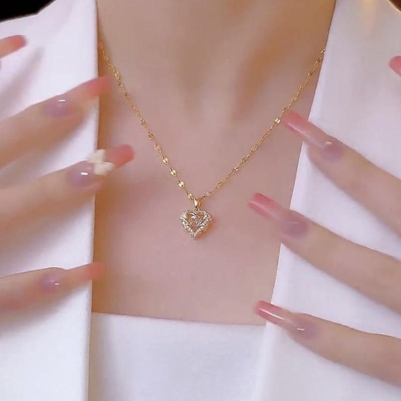 Vòng Cổ Thép Titan, Thiết Kế Tình Yêu Rỗng Thời Trang, Dành Cho Phụ Nữ, Dây Chuyền Bán Chạy Mới, Dây Chuyền Xương Đòn, Không Phai Màu, Quà Tặng Cho Bạn Gái