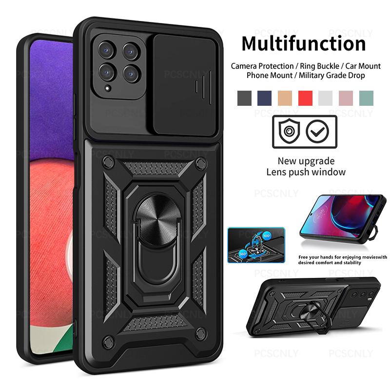 Ốp Điện Thoại Chống Sốc, Dành Cho Samsung A12, A22, A42, M12, M32, M33, M42, M53, M62, F62, Có Bảo Vệ Camera Ốp Có Giá Đỡ Nhẫn Đeo Ngón Tay