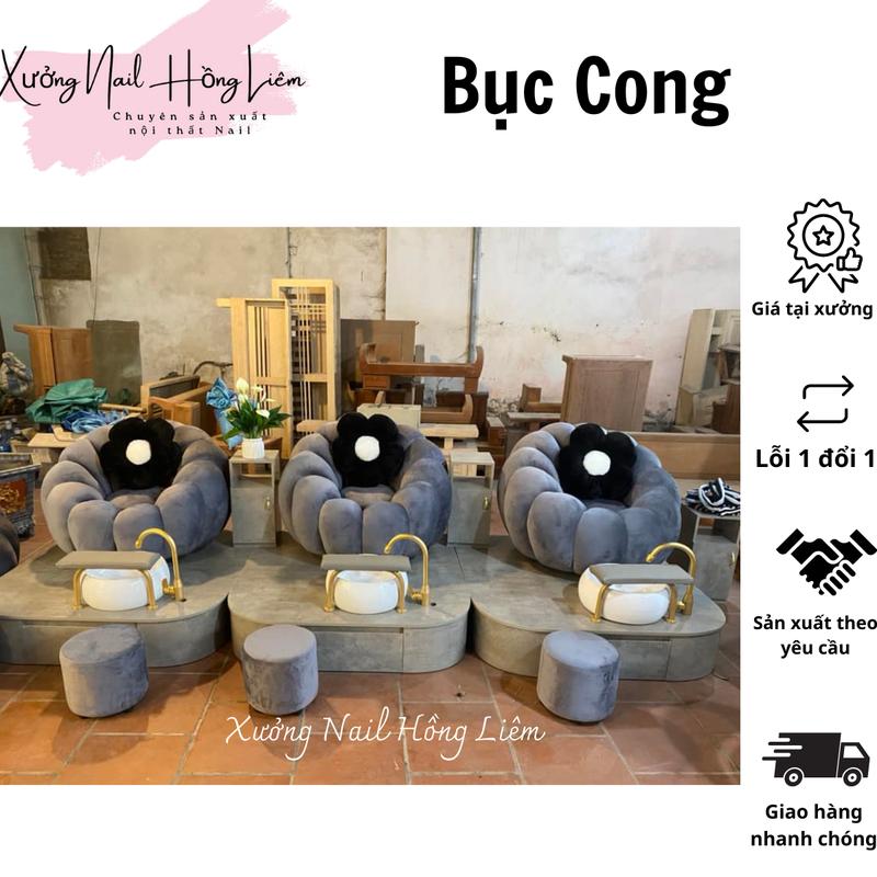 Bục Nail đơn cong gỗ mdf phủ melamin [Xưởng Nail Hồng Liêm] Vững chắc Ngăn kéo Đã lắp ráp 3