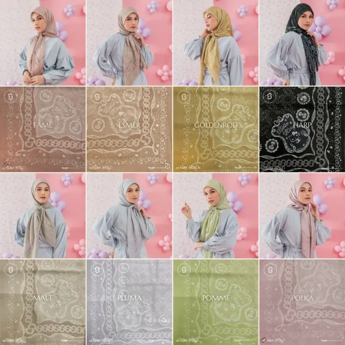 Cuci gudang Seradia Hijab Segi Empat Companion Monogram Hello Kitty Collection Bunga Lembut 4