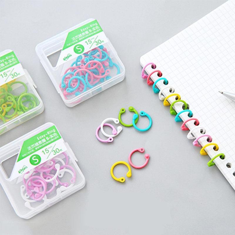 Hộp 32 chiếc 15mm 15 chiếc 20mm khoen còng nhựa PE nhiều màu Pkbeoshop làm Flashcard sổ bìa còng móc treo đồ 5