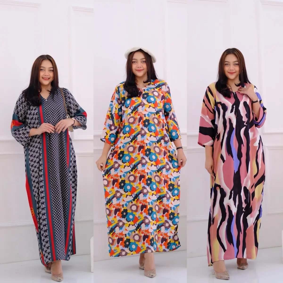 DASTER GAMIS RAYON MOTIF LENGAN 7/8
