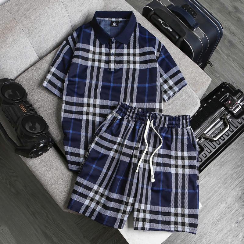 Bộ quần áo thể thao nam nữ U.M.A BARRY vải cotton chéo họa tiết cao cấp Tay ngắn (POLOUMAOR) Menswear tốp bộ trẻ trung mát lịm Tre Có Cổ có thể giặt máy