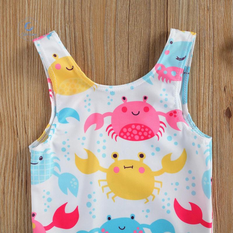 Product Introduction of Qinlisey Breathable Little Girls One-piece Swimsuit, Summer Children Cute Crab/Donut Printing Sleeveless Swimwear for Vacation 29