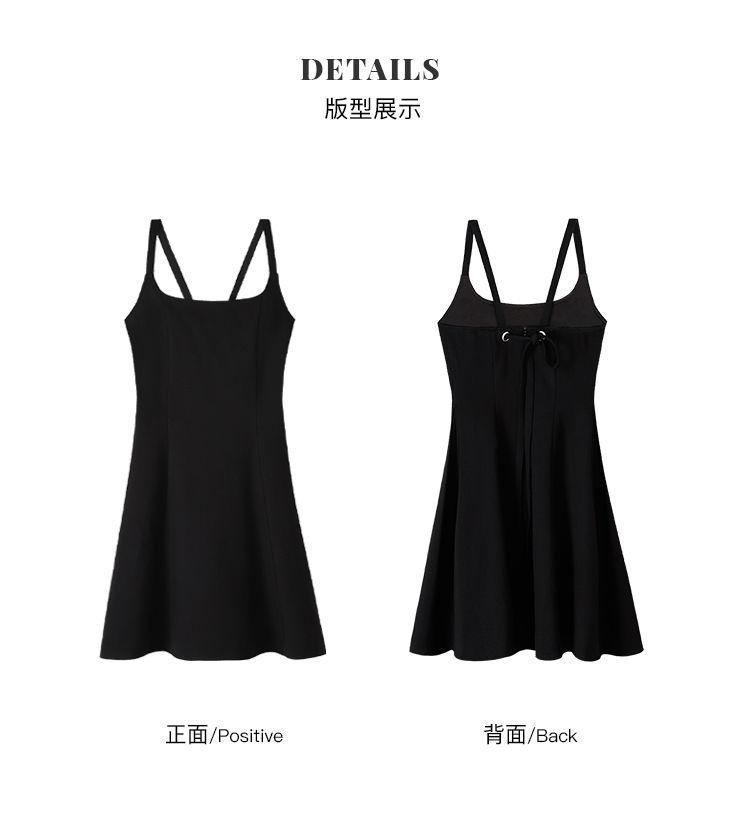 Product Introduction of Korean style sleeveless camisole black dress for women, fashion Retract your waist casual solid color A-line short skirt Summer 1