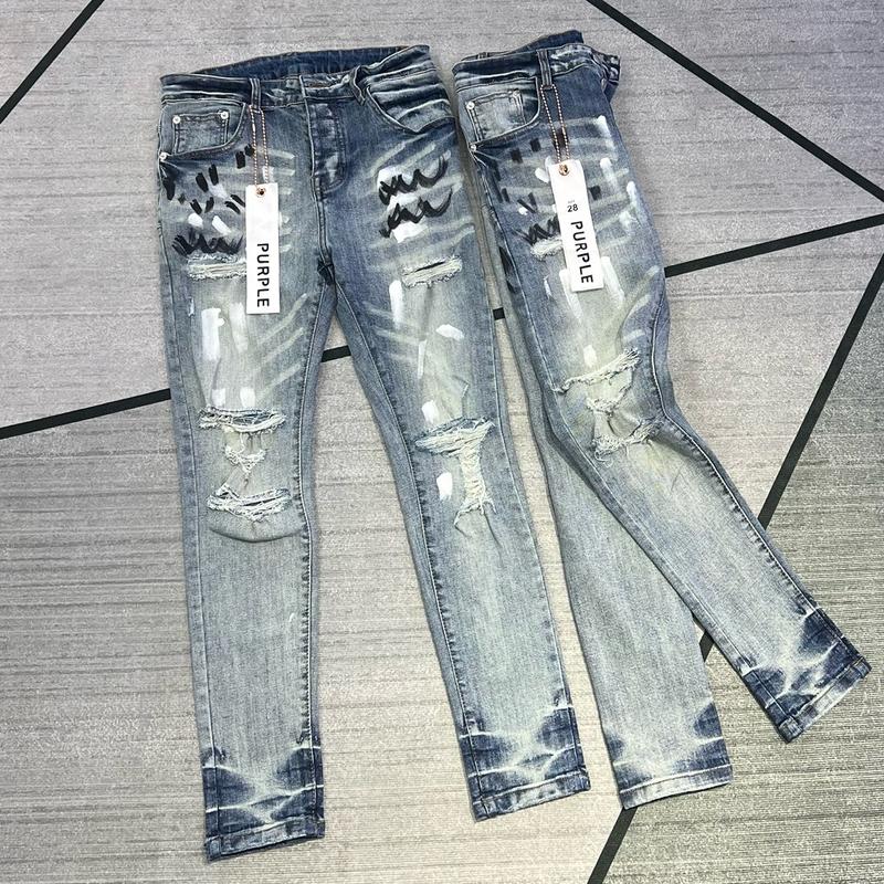 Quần jeans purple xanh bạc rách gối , 4 khuy nam nữ Hot New