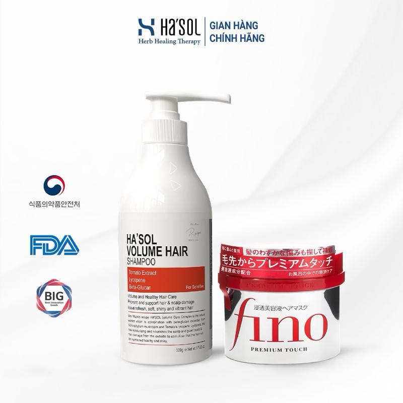 Dầu Gội Hasol Volume Hair + Kem ủ tóc Fino Nhật Bản