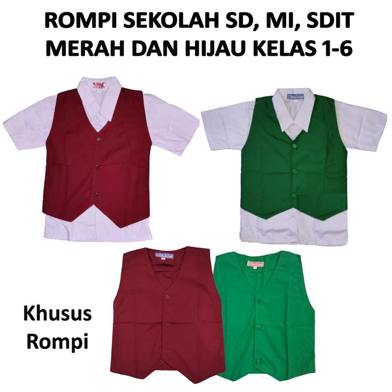 Baju Rompi Sekolah SD-MI-SDIT Warna Merah dan Hijau Kelas 1-6 1