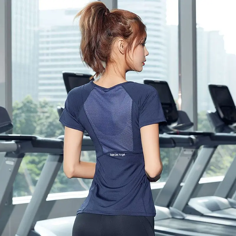 2025 Yoga Clothing Top Women's Running Dance Sports Short-Sleeved T-shirt Spring Windproof Training Wear Quick-Drying Clothes