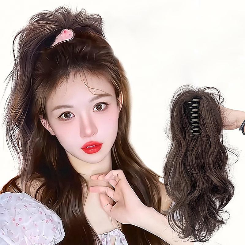 Tóc Nối Đuôi Ngựa Kẹp Càng Cua, Chất Liệu Tổng Hợp, Dài Ngắn, Xoăn, Đuôi Tự Nhiên, Tóc Giả, Dành Cho Nữ, Kiểu Đuôi Ngựa, Màu Đen, Kẹp Tóc 5
