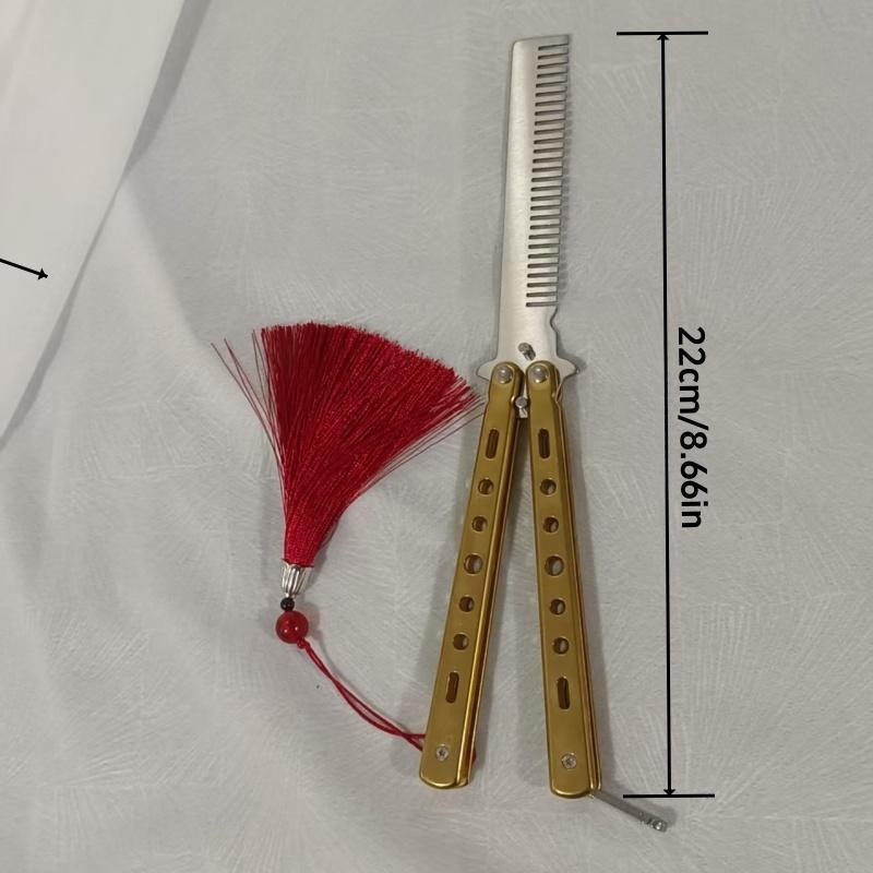 Folding Hair Comb with Tassel, 1 Count No Heat Hair Styling Brush for Women & Girls, Hair Styling Accessories for Home & Travel 1