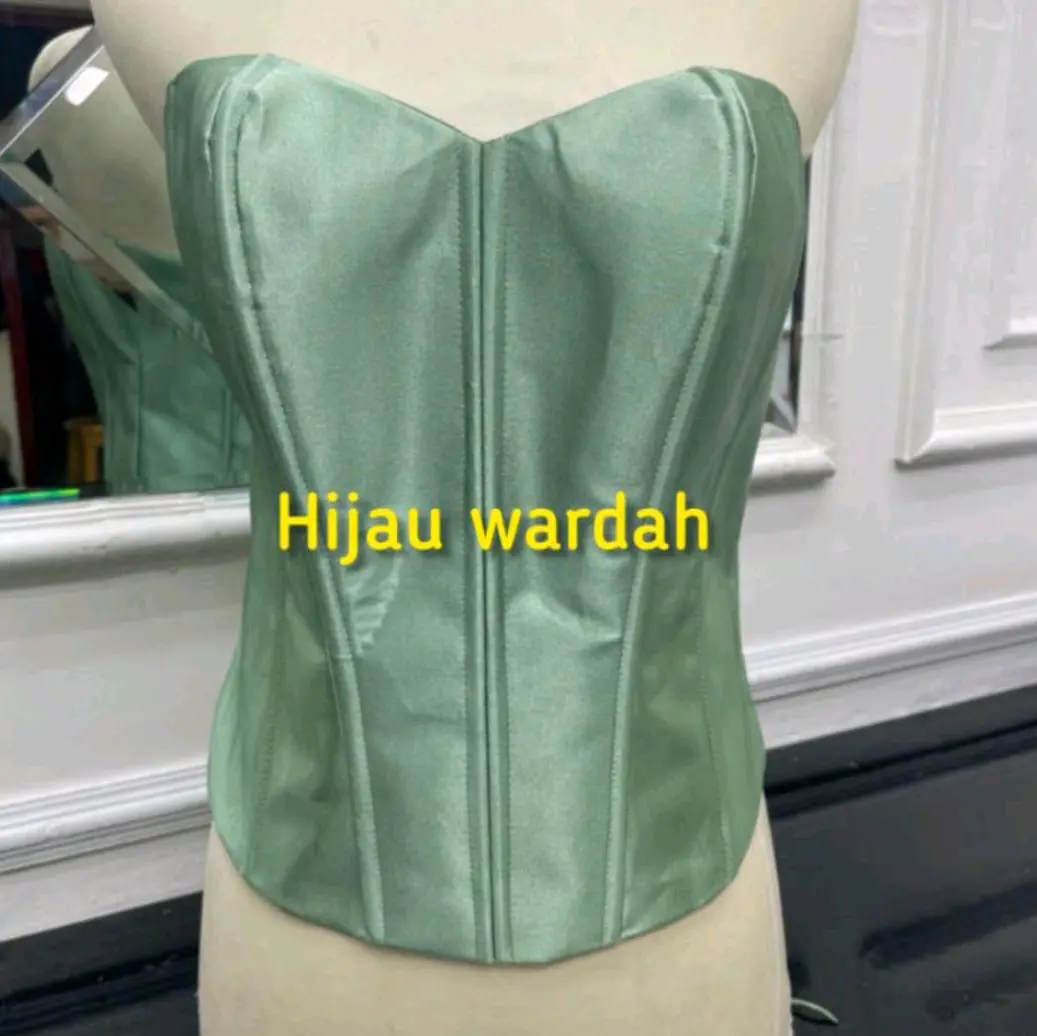Daleman kebaya kamisol longtorso kemben bustier korset satin Polos Belah Samping Tank