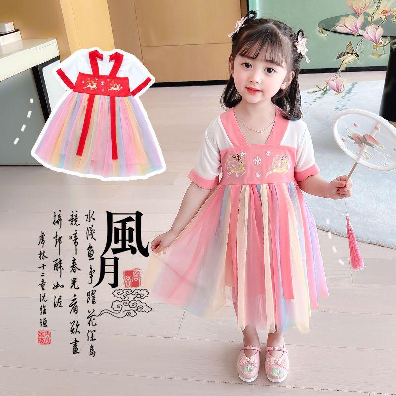 Product Introduction of Hanfu Girl's Thin Dress Tang Suit Summer Chinese Style Baby Children's Clothing 6