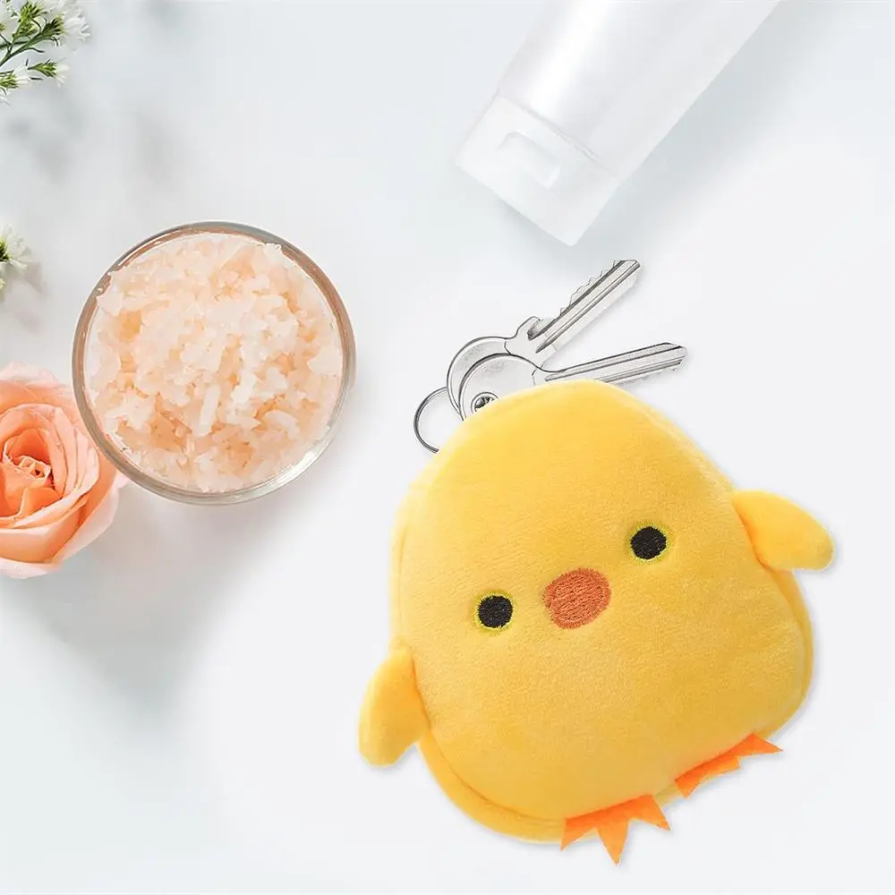 Cute Cartoon Chicken Design Coin Purse, Plush Keychain Key Bag, Portable Zipper Storage Bag for Home Office School Travel